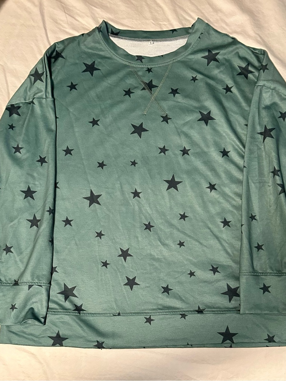 Star Print Green Pullover Sweatshirt